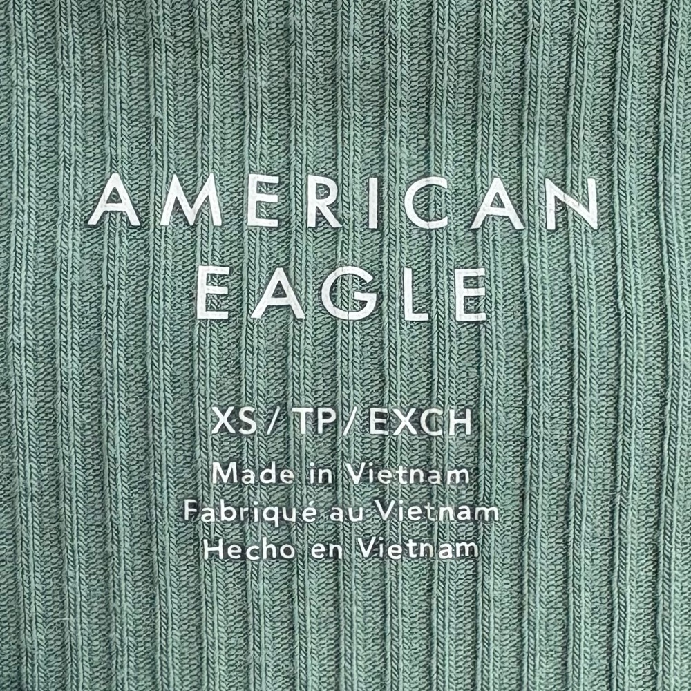 AMERICAN EAGLE Ribbed Short Sleeve Tee Graphic T-Shirt Green XS - Picture 3 of 7